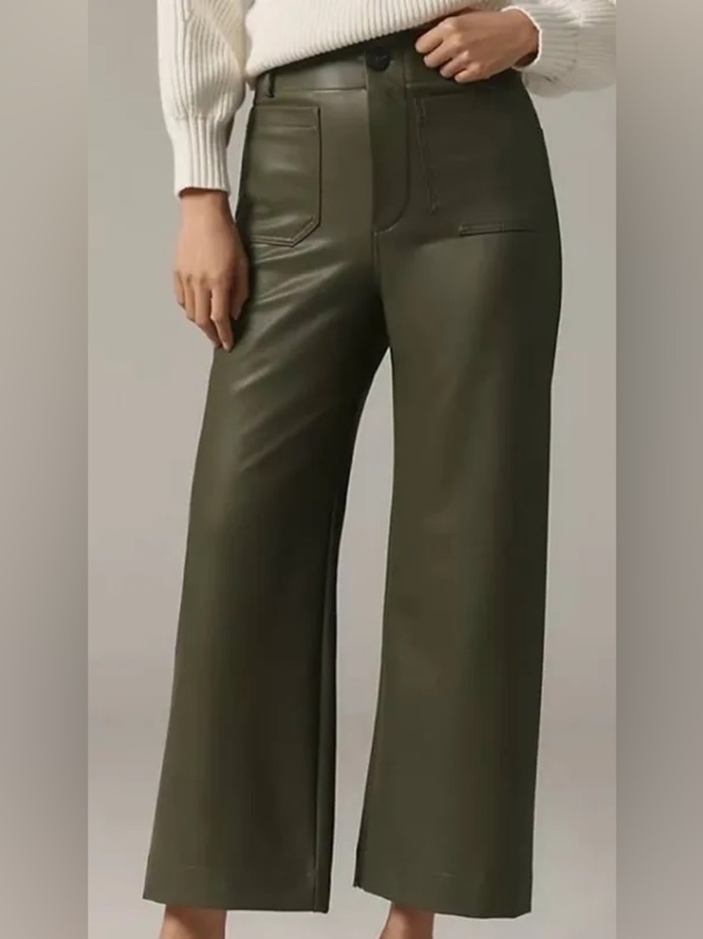 Anthropologie The Colette Cropped Wide-Leg Trousers by Maeve: Vegan Leather